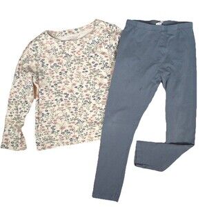 COLORED ORGANICS Set 2pc Size 6 Girls Floral Top + Harbor Leggings